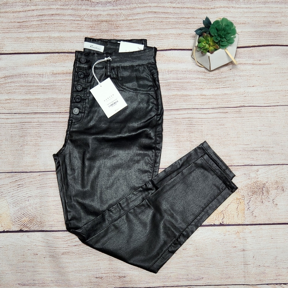 NEW!!! Women's Kancan black leather high rise pants